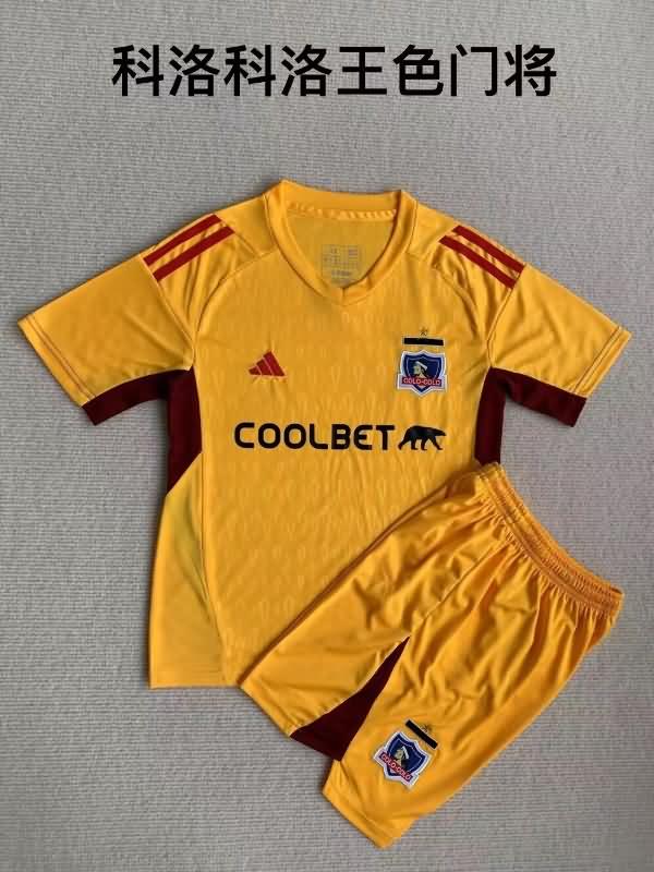 Kids Colo Colo 2023 Goalkeeper Yellow Soccer Jersey And Shorts