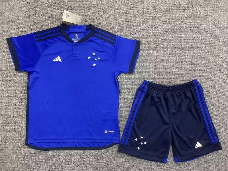 Kids Cruzeiro 2023 Home Soccer Jersey And Shorts