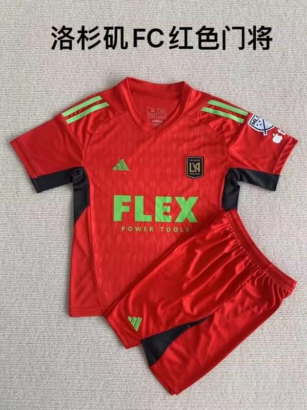 Kids Los Angeles FC 2023 Goalkeeper Red Soccer Jersey And Shorts