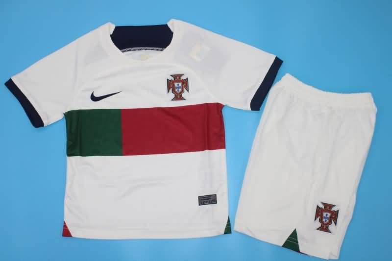 Kids Portugal 2022 Away Soccer Jersey And Shorts