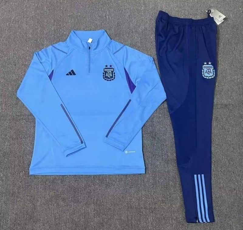 Kids AAA Quality Argentina 2022 Blue Soccer Tracksuit