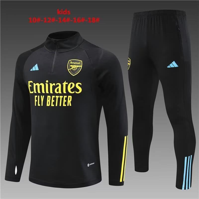 Kids AAA Quality Arsenal 22/23 Black Soccer Tracksuit