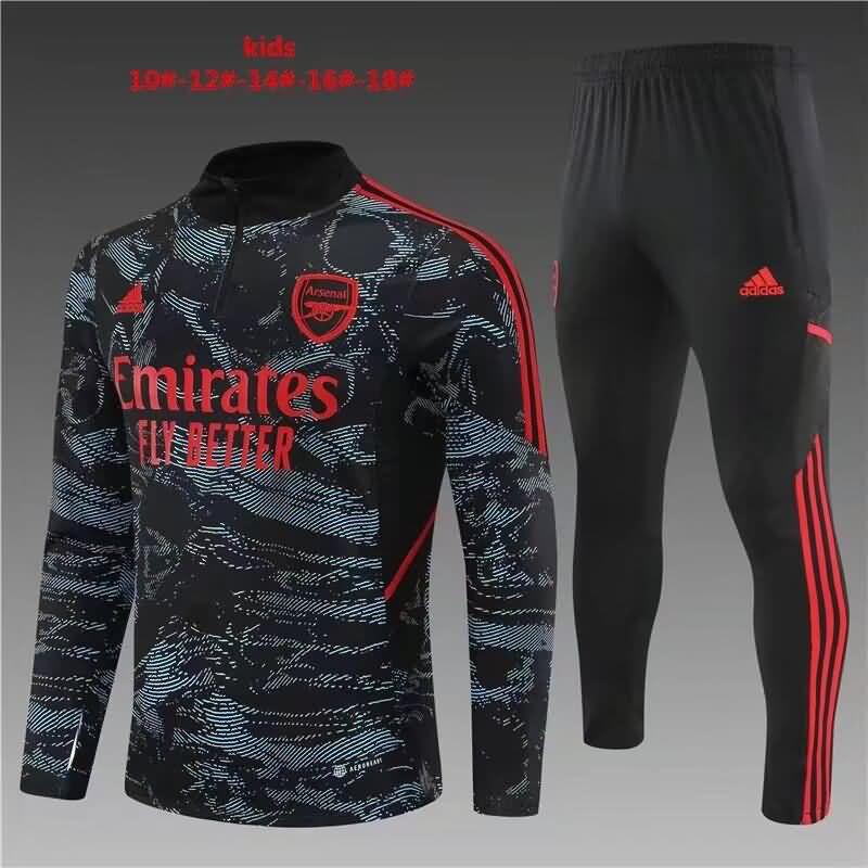 Kids AAA Quality Arsenal 22/23 Black Green Soccer Tracksuit