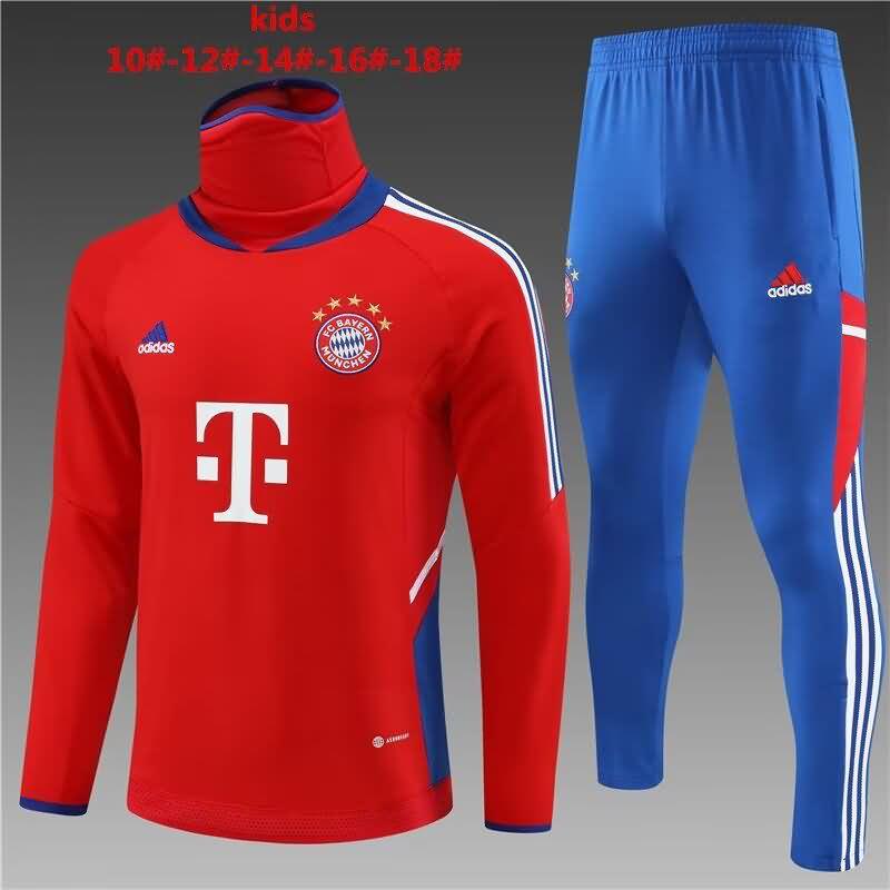 Kids AAA Quality Bayern Munich 22/23 Red Soccer Tracksuit 04