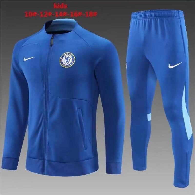 Kids AAA Quality Chelsea 22/23 Blue Soccer Tracksuit 02