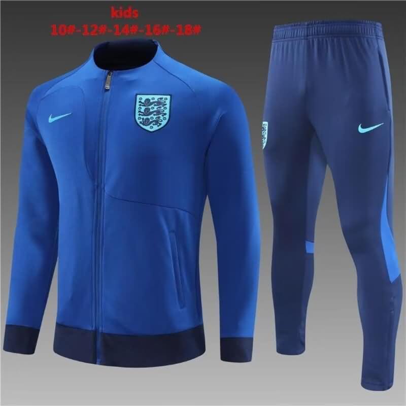 Kids AAA Quality England 2022 Blue Soccer Tracksuit 03