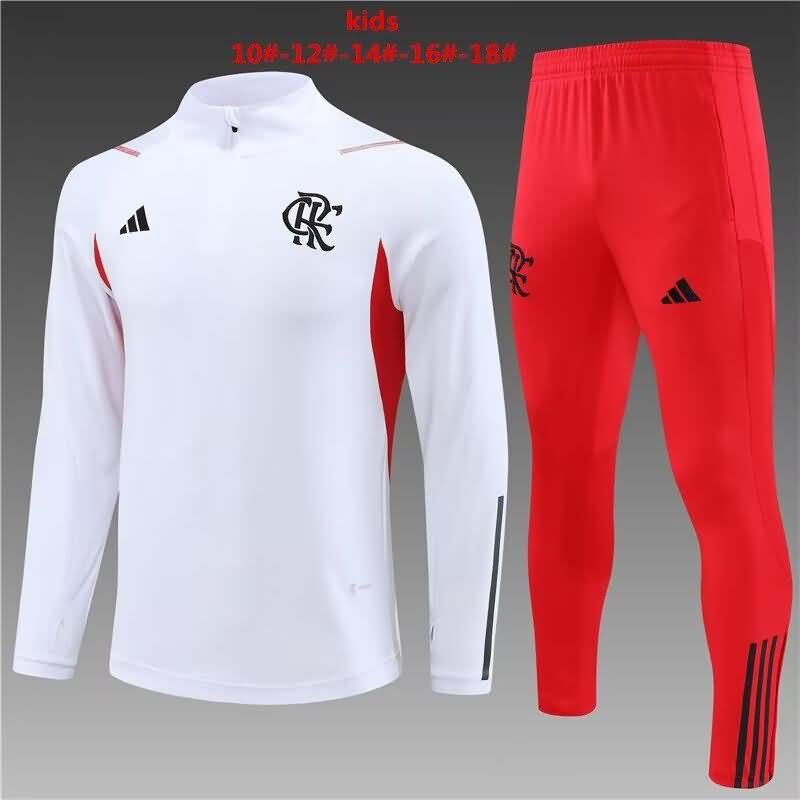 Kids AAA Quality Flamengo 22/23 White Soccer Tracksuit
