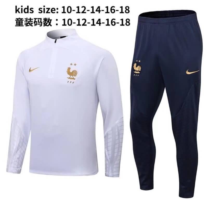 Kids AAA Quality France 2022 White Soccer Tracksuit