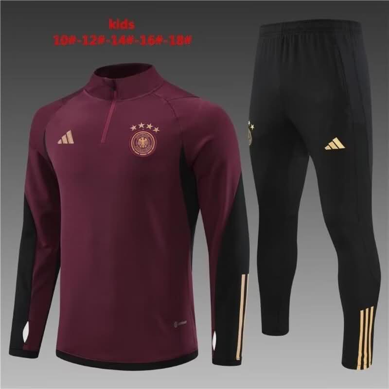 Kids AAA Quality Germany 2022 Dark Red Soccer Tracksuit