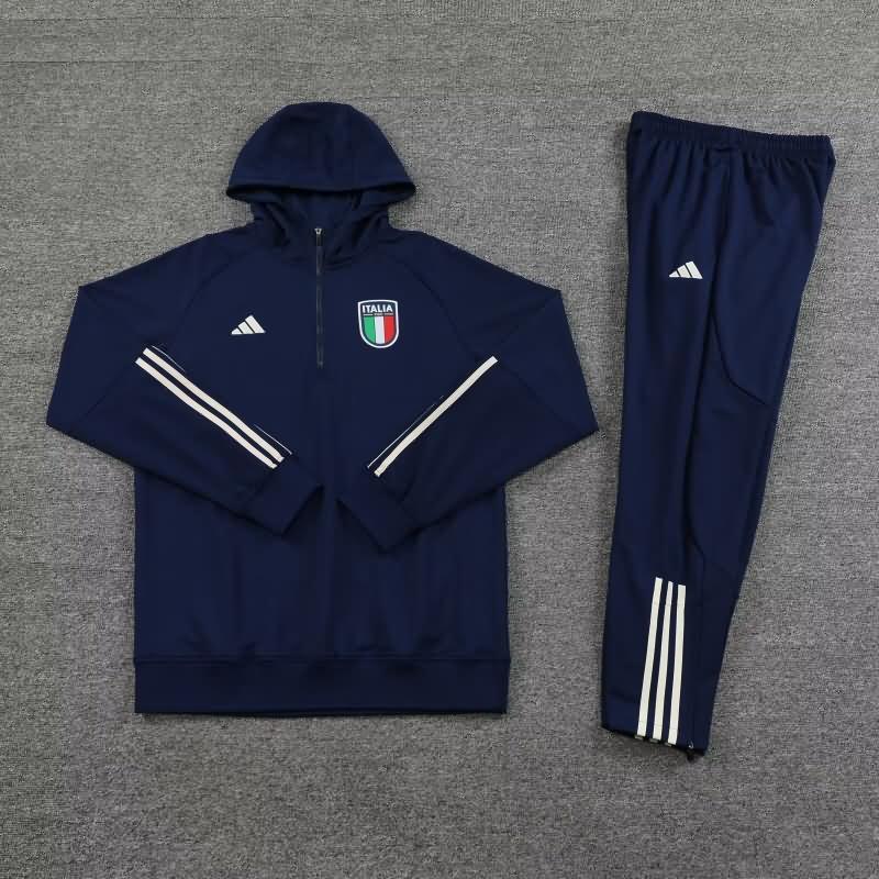 AAA Quality Italy 2023 Dark Blue Soccer Tracksuit 02