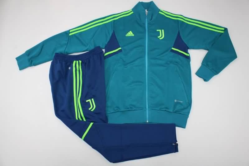 Kids AAA Quality Juventus 22/23 Green Soccer Tracksuit 02
