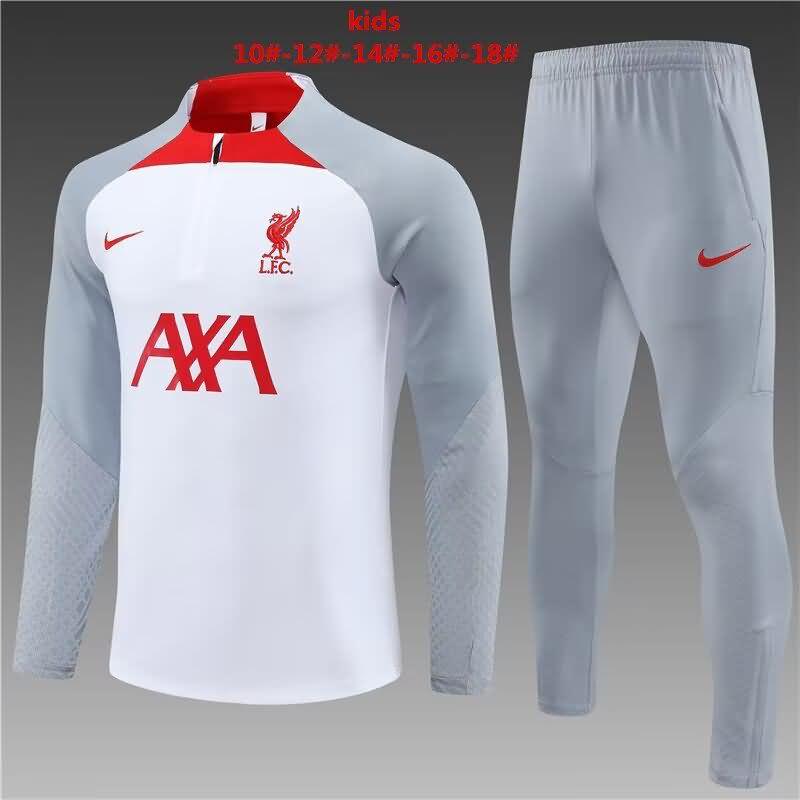 Kids AAA Quality Liverpool 22/23 White Soccer Tracksuit 03