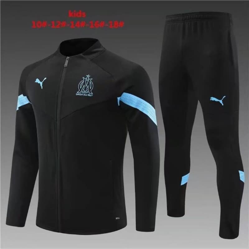 Kids AAA Quality Marseilles 22/23 Black Soccer Tracksuit