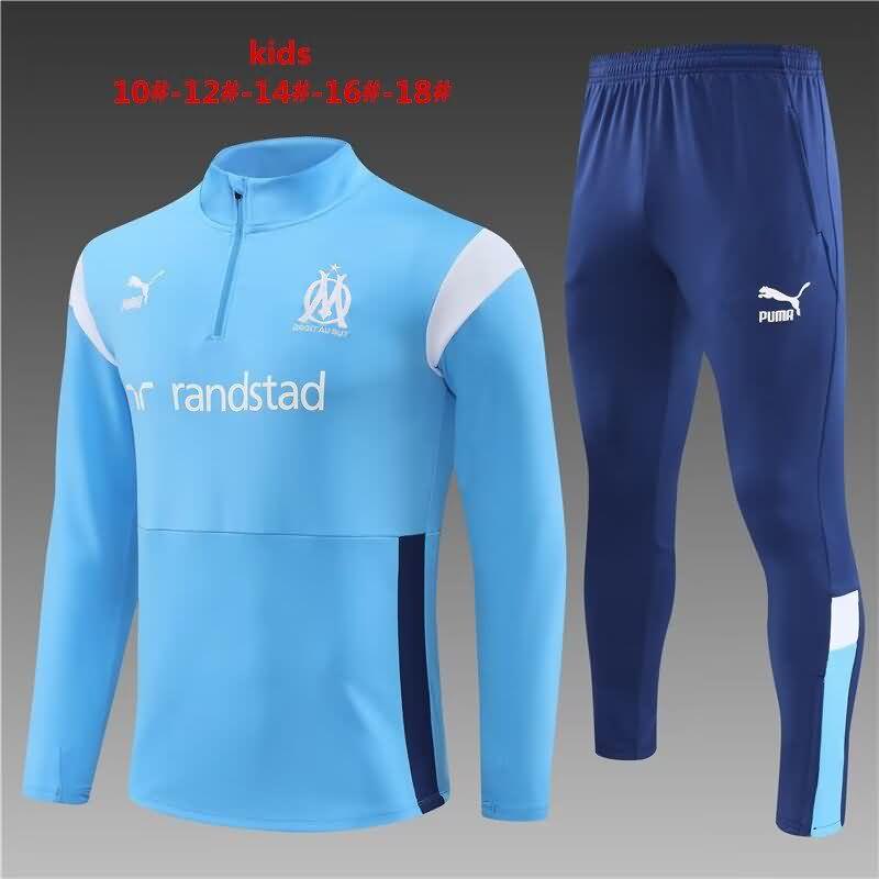 Kids AAA Quality Marseilles 22/23 Blue Soccer Tracksuit 02