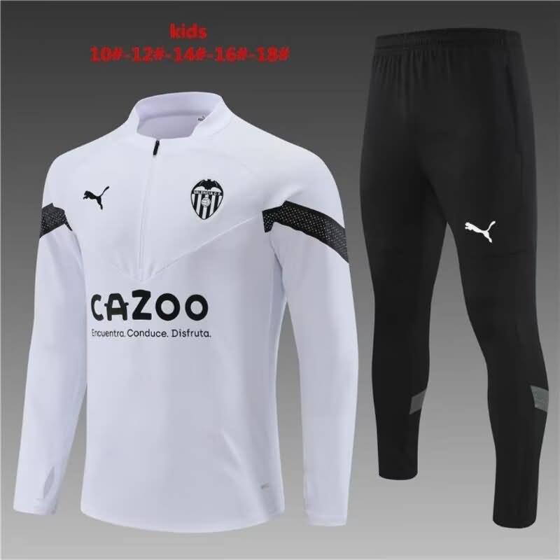 Kids AAA Quality Valencia 22/23 White Soccer Tracksuit