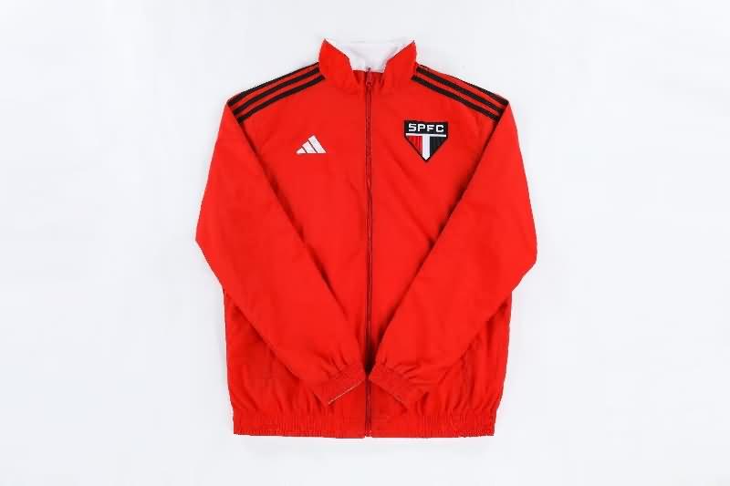 AAA Quality Sao Paulo 2023 Red White Reversible Soccer Windbreaker