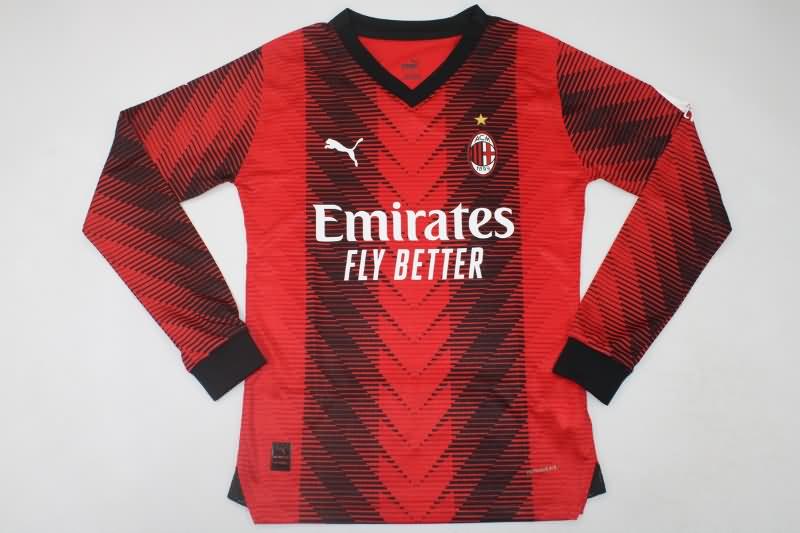 AAA Quality AC Milan 23/24 Home Long Sleeve Soccer Jersey (Player)