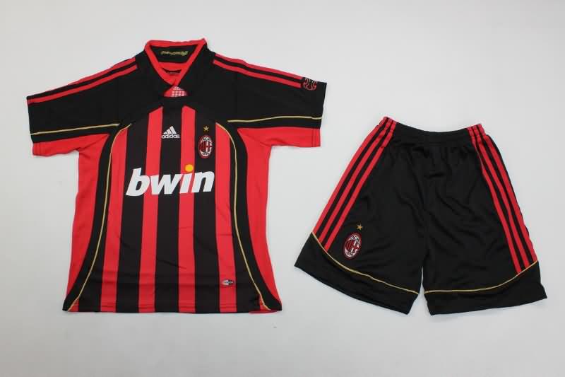 Kids AC Milan 2006/07 Home Soccer Jersey And Shorts