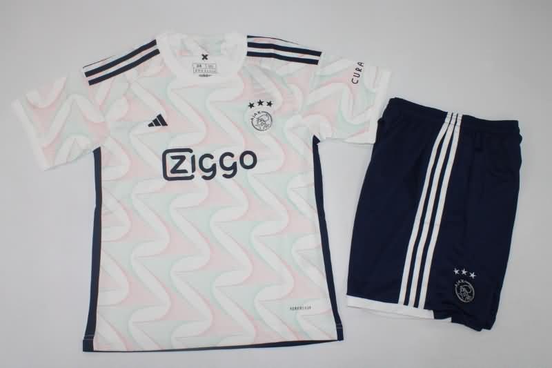 Kids Ajax 23/24 Away Soccer Jersey And Shorts