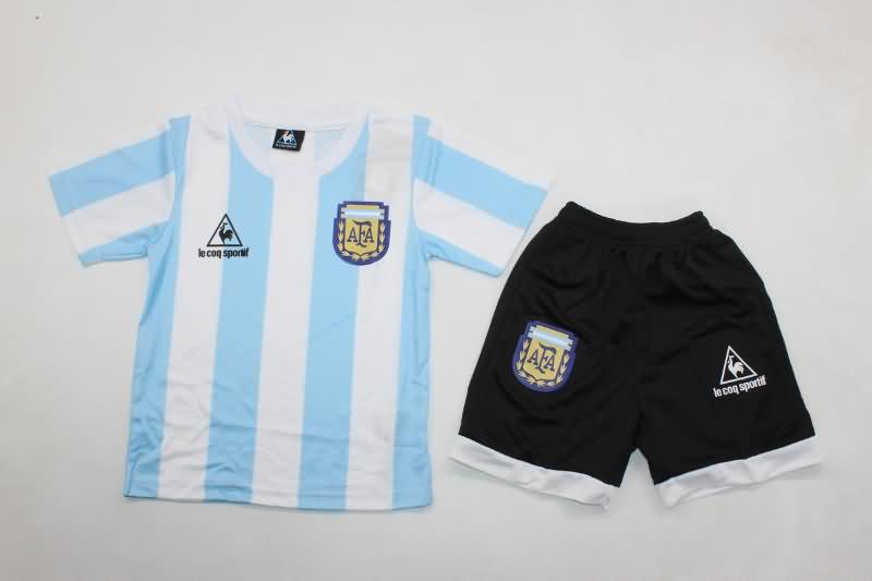 Kids Argentina 1986 Home Soccer Jersey And Shorts