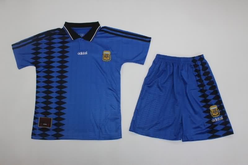 Kids Argentina 1994 Away Soccer Jersey And Shorts