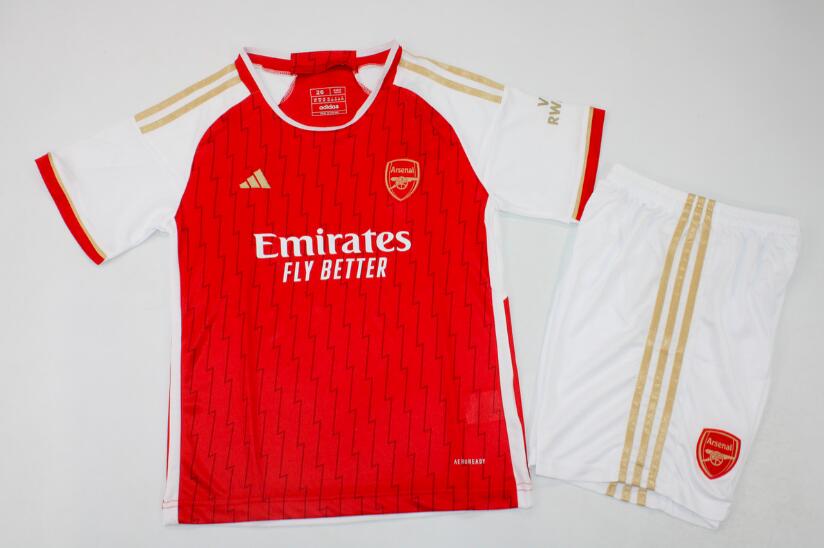 Kids Arsenal 23/24 Home Soccer Jersey And Shorts