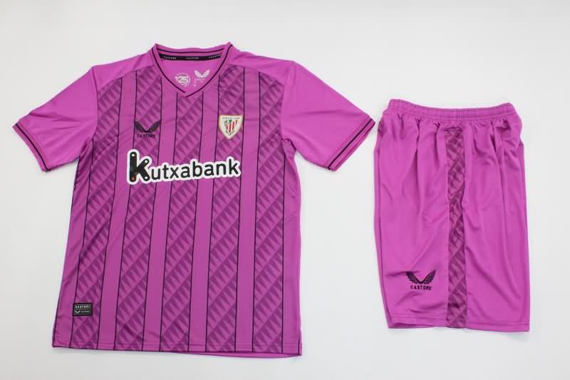 Kids Athletic Bilbao 23/24 Goalkeeper Pink Soccer Jersey And Shorts