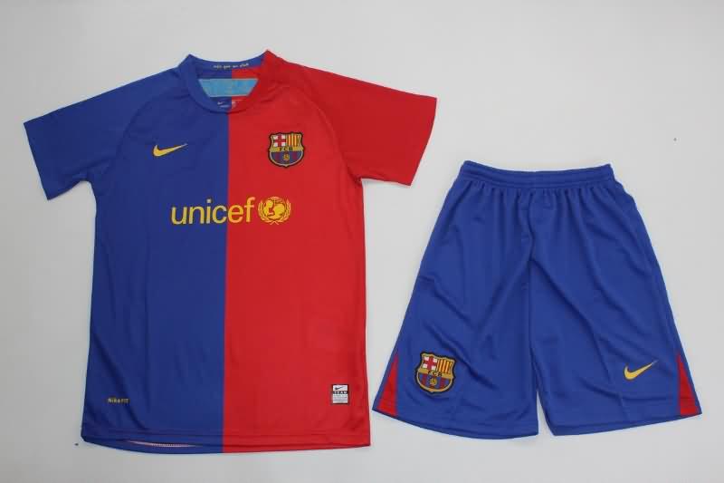 Kids Barcelona 2008/09 Home Soccer Jersey And Shorts