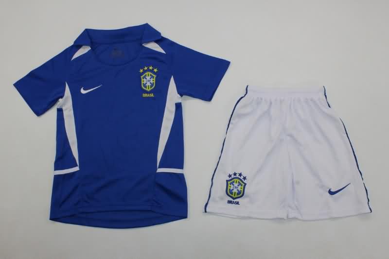 Kids Brazil 2002 Away Soccer Jersey And Shorts