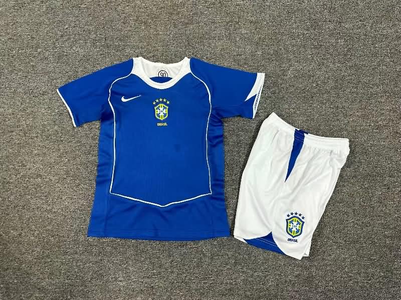 Kids Brazil 2004 Away Soccer Jersey And Shorts