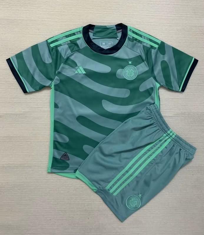 Kids Celtic 23/24 Away Soccer Jersey And Shorts