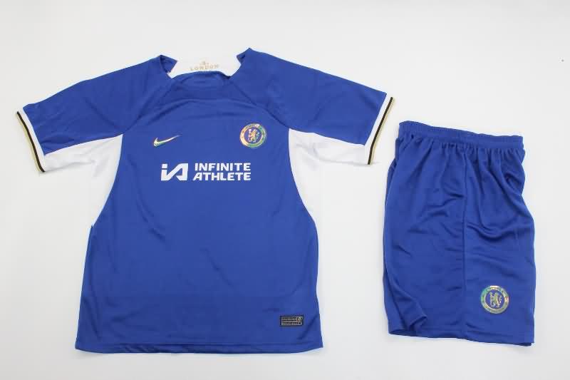 Kids Chelsea 23/24 Home Soccer Jersey And Shorts
