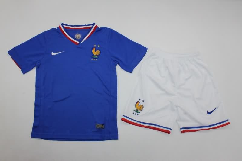 Kids France 2023/24 Home Soccer Jersey And Shorts