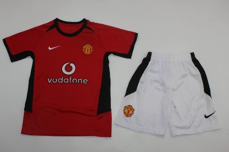 Kids Manchester United 2002/04 Home Soccer Jersey And Shorts