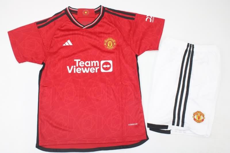 Kids Manchester United 23/24 Home Soccer Jersey And Shorts
