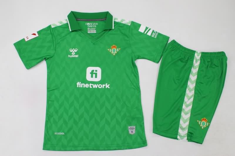 Kids Real Betis 23/24 Away Soccer Jersey And Shorts