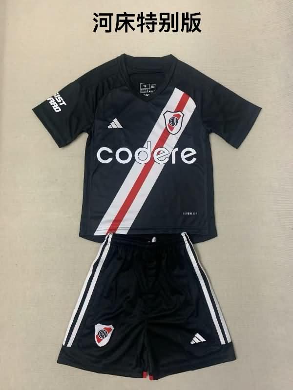 Kids River Plate 2023 Black Soccer Jersey And Shorts