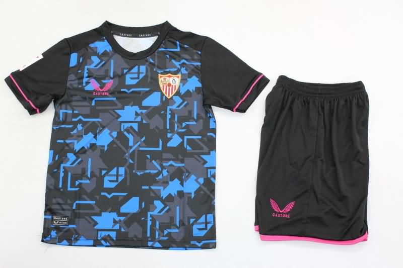 Kids Sevilla 23/24 Third Soccer Jersey And Shorts