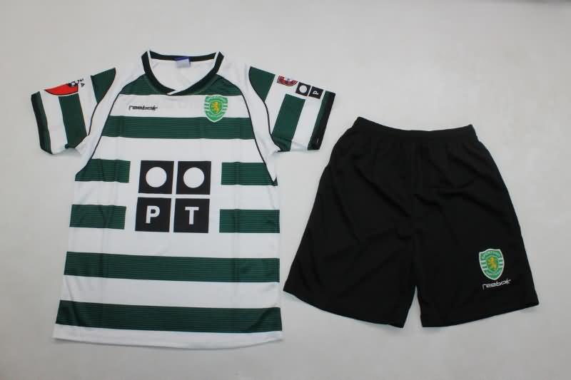 Kids Sporting Lisbon 2001/02 Home Soccer Jersey And Shorts