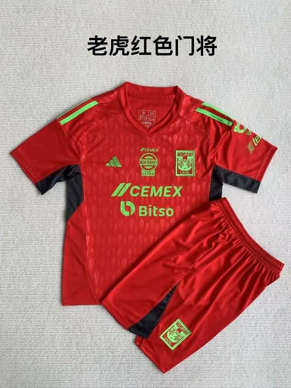 Kids Tigres UANL 23/24 Goalkeeper Red Soccer Jersey And Shorts