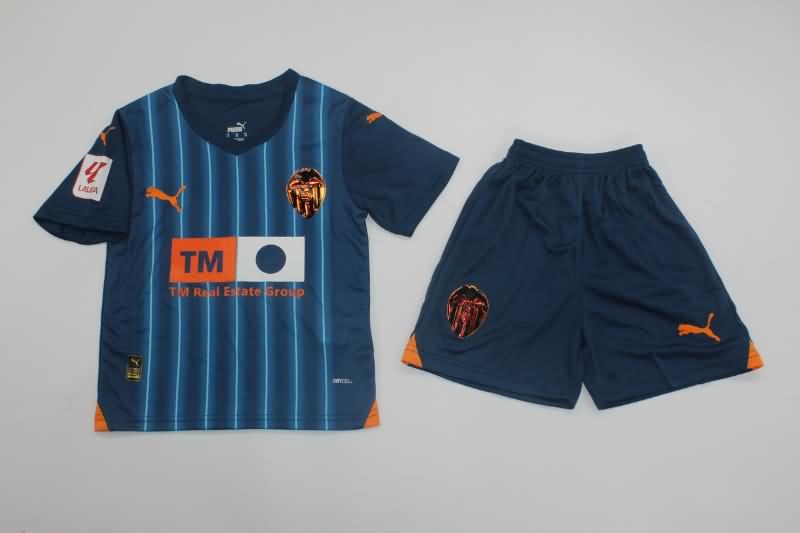 Kids Valencia 23/24 Away Soccer Jersey And Shorts