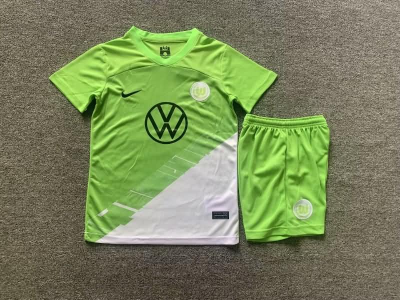 Kids Wolfsburg 23/24 Home Soccer Jersey And Shorts