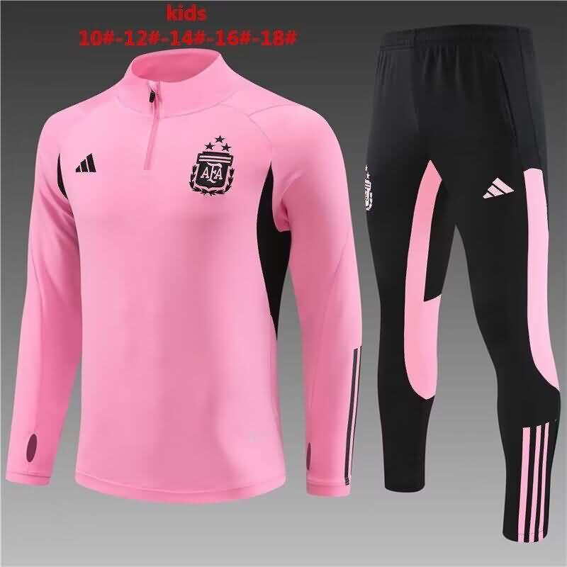 Kids AAA Quality Argentina 23/24 Pink Soccer Tracksuit