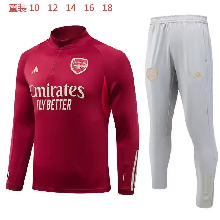 Kids AAA Quality Arsenal 23/24 Red Soccer Tracksuit 03