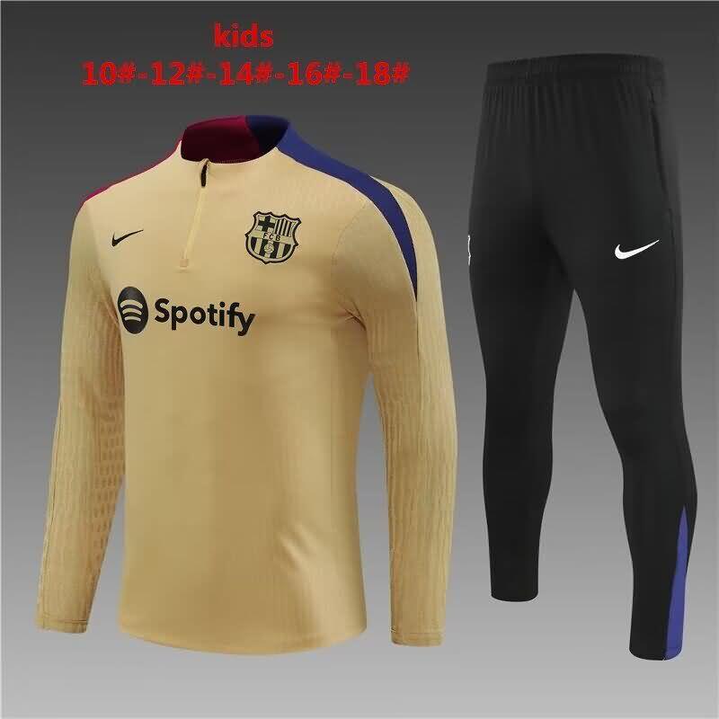 Kids AAA Quality Barcelona 23/24 Gold Soccer Tracksuit
