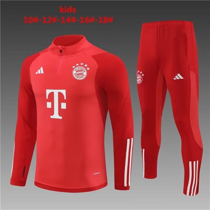 Kids AAA Quality Bayern Munich 23/24 Red Soccer Tracksuit