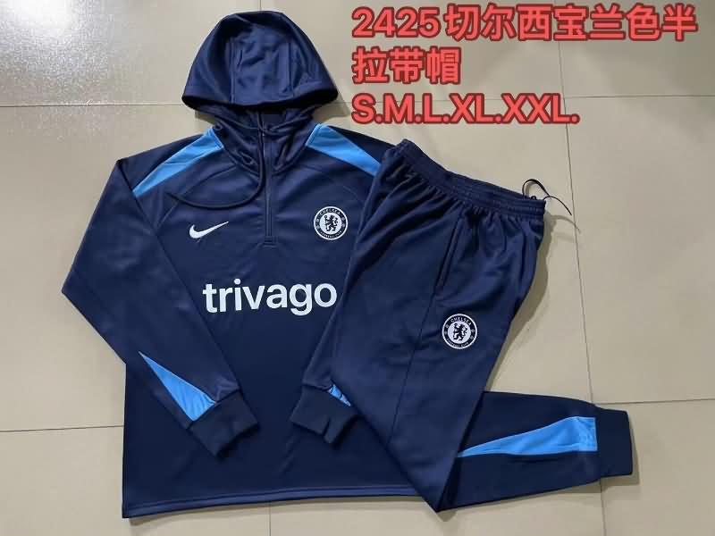 AAA Quality Chelsea 23/24 Dark Blue Soccer Tracksuit 02