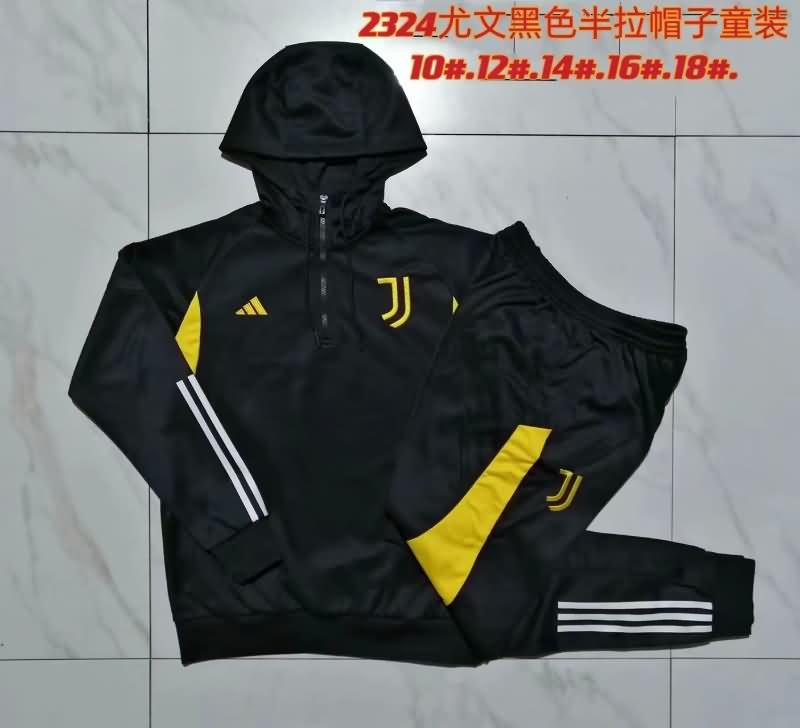 Kids AAA Quality Juventus 23/24 Black Soccer Tracksuit