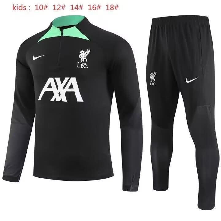 Kids AAA Quality Liverpool 23/24 Black Soccer Tracksuit
