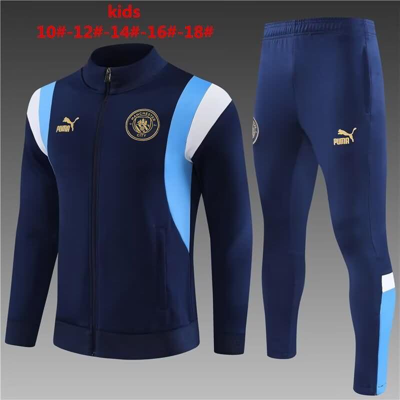 Kids AAA Quality Manchester City 23/24 Dark Blue Soccer Tracksuit